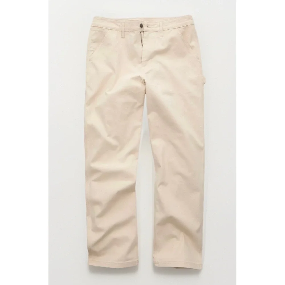American Eagle Carpenter Relaxed Loose Fit Pants Mens 32x30 Cream Utility Y2K